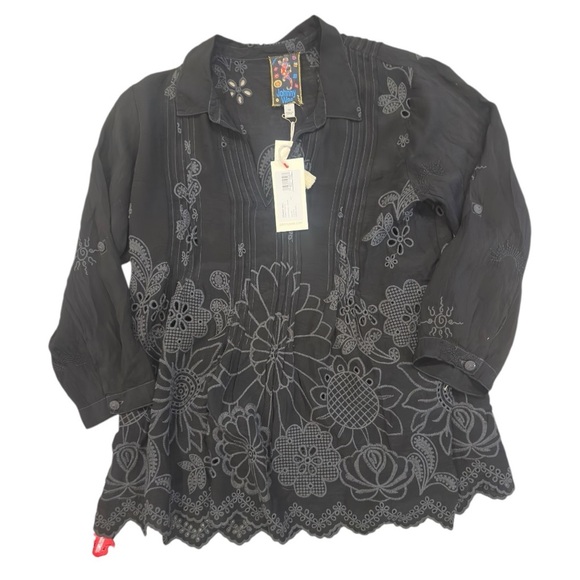 Johnny Was Lemmi Blouse Embroidered Black Women's Top XS NEW - Picture 12 of 14
